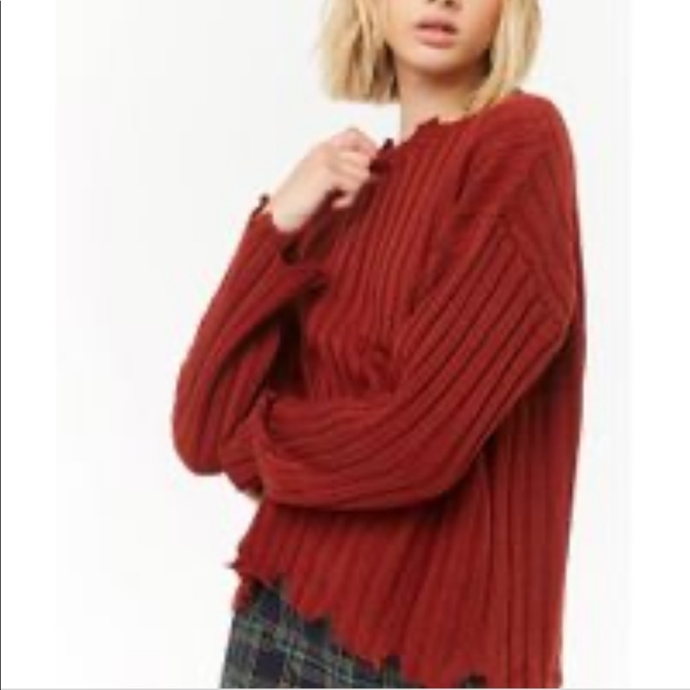 Shark bite ribbed rust sweater size Medium